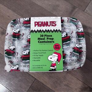 Peanuts Snoopy 20 Piece Meal Prep Food Storage Containers Christmas Puffer